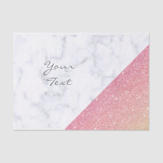 幾何学的エレガント白大理石バラ金ゴールドグリッター 薄葉紙 (正面)