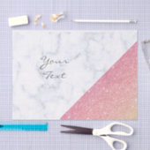 幾何学的エレガント白大理石バラ金ゴールドグリッター 薄葉紙 (クラフト)