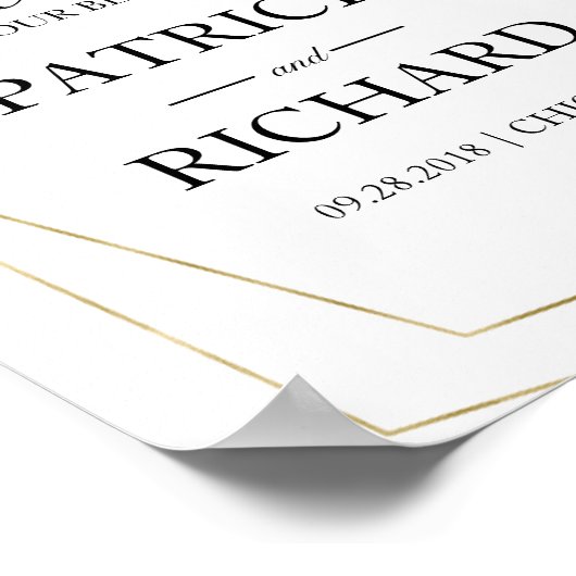 幾何学的エレガント緑結婚の歓迎サイン ポスター (角)