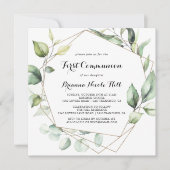 幾何学的エレガント金ゴールドグリーン第1聖域 招待状 (正面)