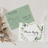 幾何学的エレガント金ゴールド緑のメニュー選択RSVP ポストカード