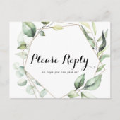 幾何学的エレガント金ゴールド緑のメニュー選択RSVP ポストカード (正面)