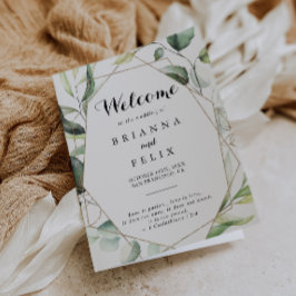 幾何学的エレガント金ゴールド緑地結婚折 プログラム