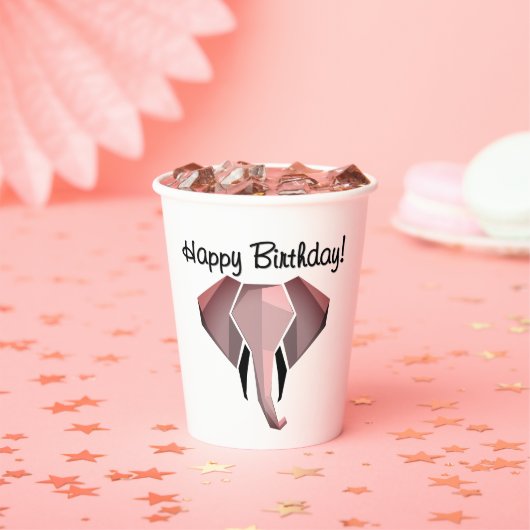 幾何学的エレファントヘッド誕生日 紙コップ (インサイチュ)