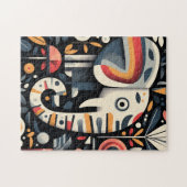 幾何学的エレファントポートレート ジグソーパズル (横)