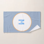 幾何学的オレンジブルーグレーモノグラム バスタオルセット (ハンドタオル)