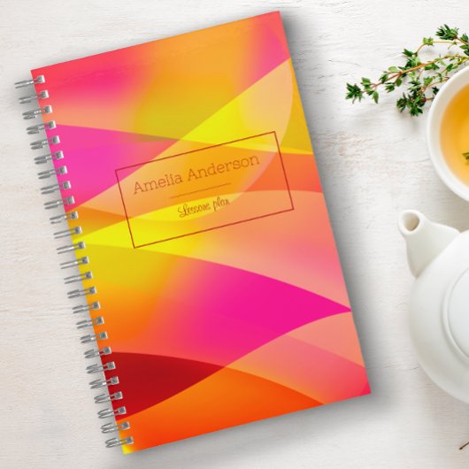 幾何学的オレンジ色のミニマル先生プランナー名 ノートブック