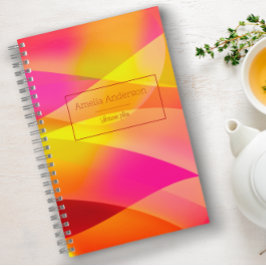 幾何学的オレンジ色のミニマル先生プランナー名 ノートブック