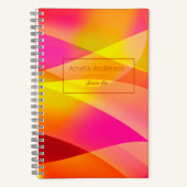 幾何学的オレンジ色のミニマル先生プランナー名 ノートブック (正面)