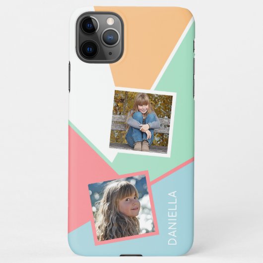 幾何学的カスタムモザイク模様の家族写真 iPhoneケース (裏面)
