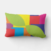 幾何学的カラフルな正方形のリーフパターン ランバークッション (裏面)