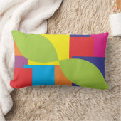 幾何学的カラフルな正方形のリーフパターン ランバークッション (ブランケット)