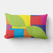 幾何学的カラフルな正方形のリーフパターン ランバークッション (正面)