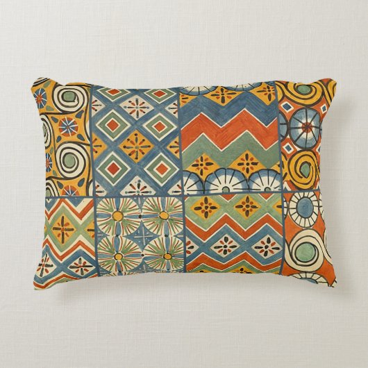 幾何学的カラフルアンティークエジプトグラフィックアート アクセントクッション (正面)