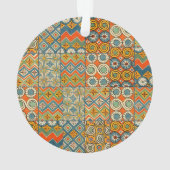 幾何学的カラフルアンティークエジプトグラフィックアート オーナメント (裏面)