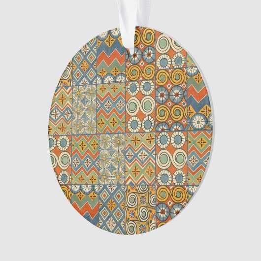 幾何学的カラフルアンティークエジプトグラフィックアート オーナメント (正面)