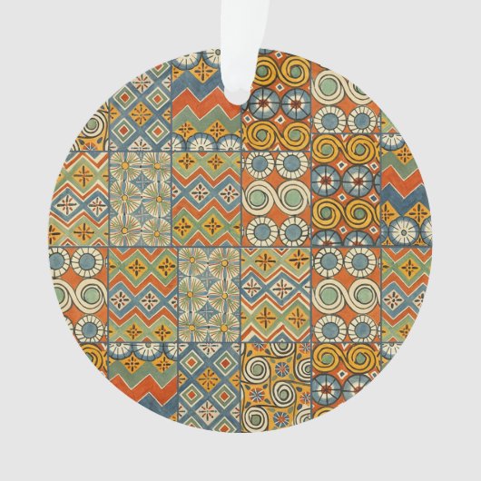 幾何学的カラフルアンティークエジプトグラフィックアート オーナメント (正面)