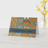 幾何学的カラフルアンティークエジプトグラフィックアート カード (黄色い花)