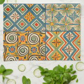 幾何学的カラフルアンティークエジプトグラフィックアート キッチンタオル (折り畳み)