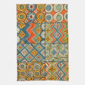 幾何学的カラフルアンティークエジプトグラフィックアート キッチンタオル (縦)