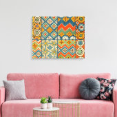 幾何学的カラフルアンティークエジプトグラフィックアート キャンバスプリント (インサイチュ (リビング))