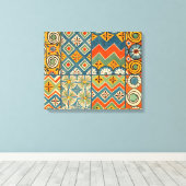 幾何学的カラフルアンティークエジプトグラフィックアート キャンバスプリント (インサイチュ (ウッドフロア))