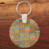 幾何学的カラフルアンティークエジプトグラフィックアート キーホルダー (正面)