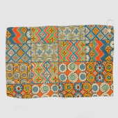 幾何学的カラフルアンティークエジプトグラフィックアート ゴルフタオル (横)