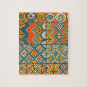 幾何学的カラフルアンティークエジプトグラフィックアート ジグソーパズル (縦)