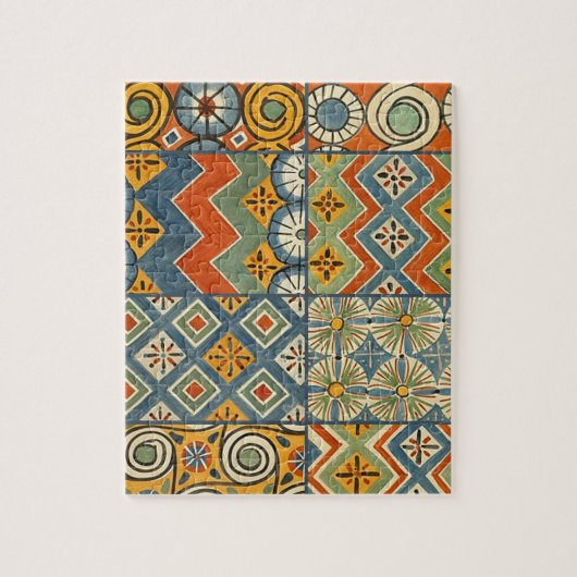 幾何学的カラフルアンティークエジプトグラフィックアート ジグソーパズル (縦)