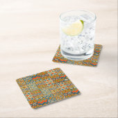 幾何学的カラフルアンティークエジプトグラフィックアート スクエアペーパーコースター (インサイチュ)