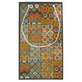 幾何学的カラフルアンティークエジプトグラフィックアート スモールペーパーバッグ (裏面)