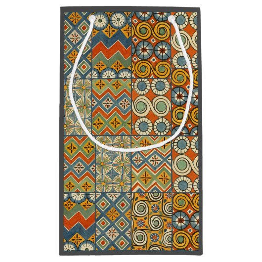 幾何学的カラフルアンティークエジプトグラフィックアート スモールペーパーバッグ (裏面)