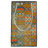 幾何学的カラフルアンティークエジプトグラフィックアート スモールペーパーバッグ (正面)