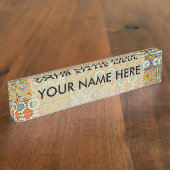 幾何学的カラフルアンティークエジプトグラフィックアート デスクネームプレート (側面)