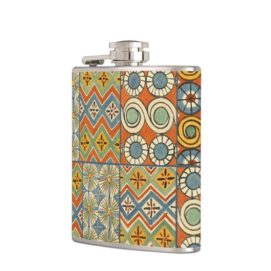 幾何学的カラフルアンティークエジプトグラフィックアート フラスク (左)