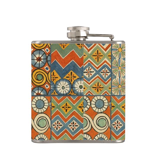幾何学的カラフルアンティークエジプトグラフィックアート フラスク (裏面)