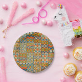 幾何学的カラフルアンティークエジプトグラフィックアート ペーパープレート (パーティー)