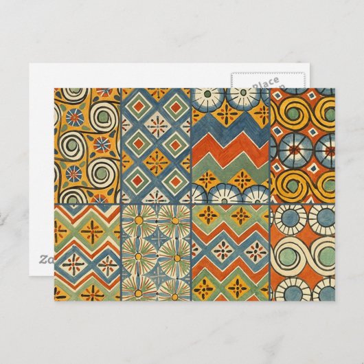 幾何学的カラフルアンティークエジプトグラフィックアート ポストカード (正面/裏面)