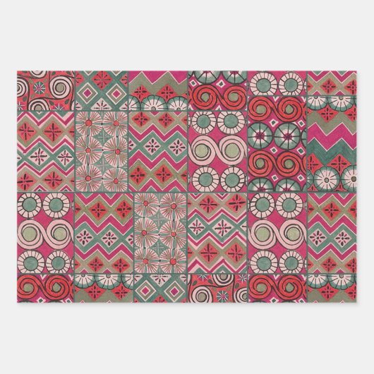 幾何学的カラフルアンティークエジプトグラフィックアート ラッピングペーパーシート (正面3)