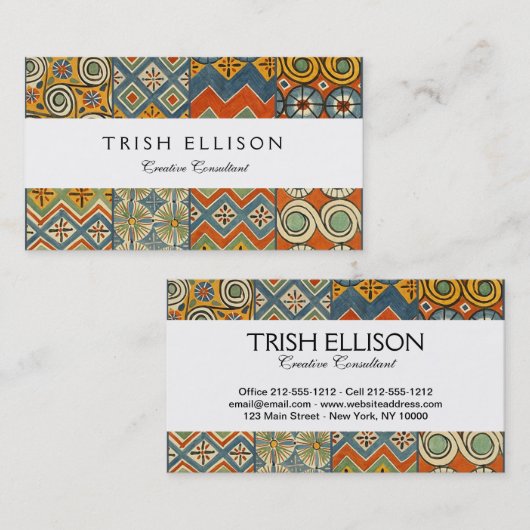 幾何学的カラフルアンティークエジプトグラフィックアート 名刺 (正面/裏面)