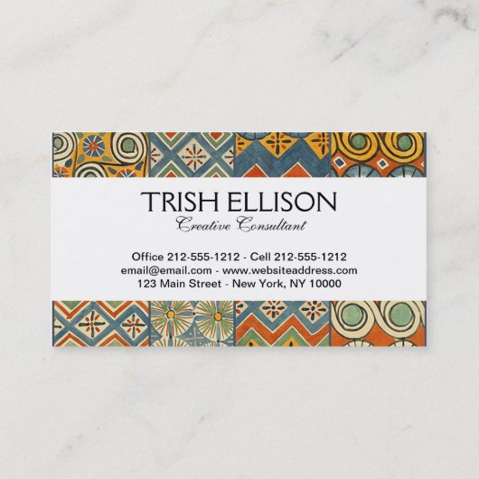 幾何学的カラフルアンティークエジプトグラフィックアート 名刺 (裏面)