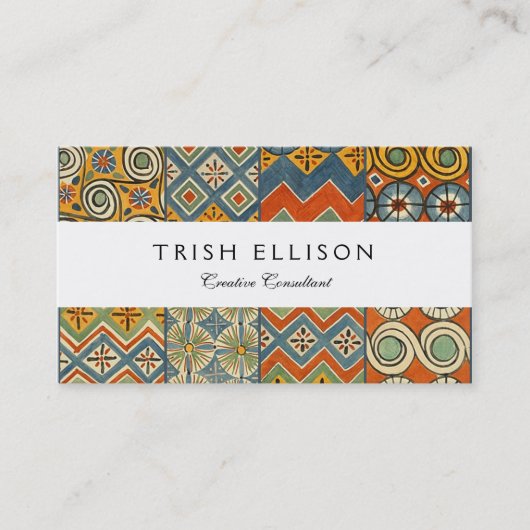 幾何学的カラフルアンティークエジプトグラフィックアート 名刺 (正面)
