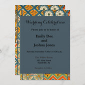 幾何学的カラフルアンティークエジプトグラフィックアート 招待状 (正面/裏面)