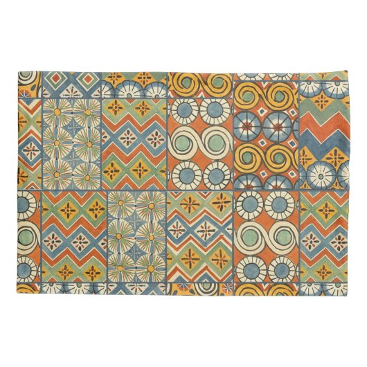 幾何学的カラフルアンティークエジプトグラフィックアート 枕カバー (裏面)