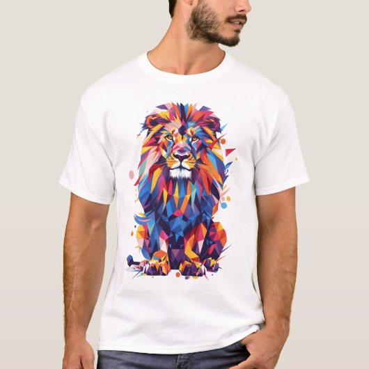 幾何学的カラフルデザイン Tシャツ (正面)