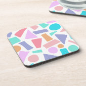 幾何学的カラフルパステル形状パターン コースター (左側)