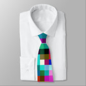 幾何学的カラフルピクセルピクセル化プレイド ネクタイ (タイ)