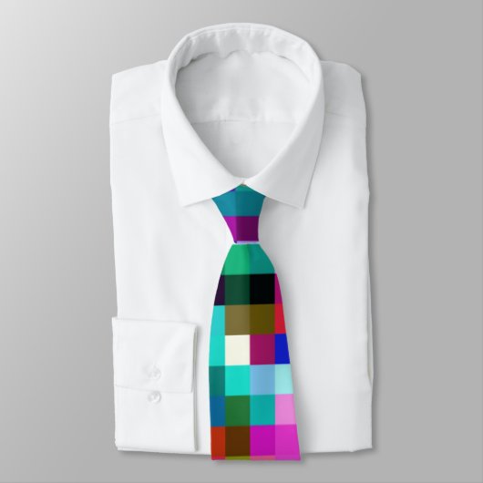 幾何学的カラフルピクセルピクセル化プレイド ネクタイ (タイ)