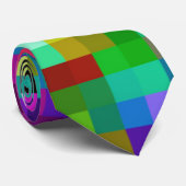 幾何学的カラフルピクセルピクセル化プレイド ネクタイ (ロール)